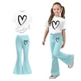 thumbnail image 1 of Girls 2 Piece Outfits Short Sleeve Heart T-Shirt Top and Flared Pants Sets Spring Clothes Outfits for Girls 7-8 Years, 1 of 5