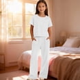 thumbnail image 1 of Girls 2 Piece Outfits Short Sleeve Shirts & Sweatpants Set with Pockets Summer Clothes Sweatsuit, 1 of 7