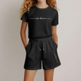 thumbnail image 1 of Girls 2 Piece Outfits Size 8 Girls Fashion Letter Print Casual Loose Short Sleeve Suit, 1 of 4