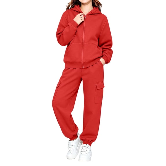 Girls 2 Piece Outfits Toddler 2-3T Zip Up Hoodie Sweatshirt and Cargo Sweatpants Set Kids Casual Fall Clothes Athletic Tracksuit with Pockets Activewear Loungewear