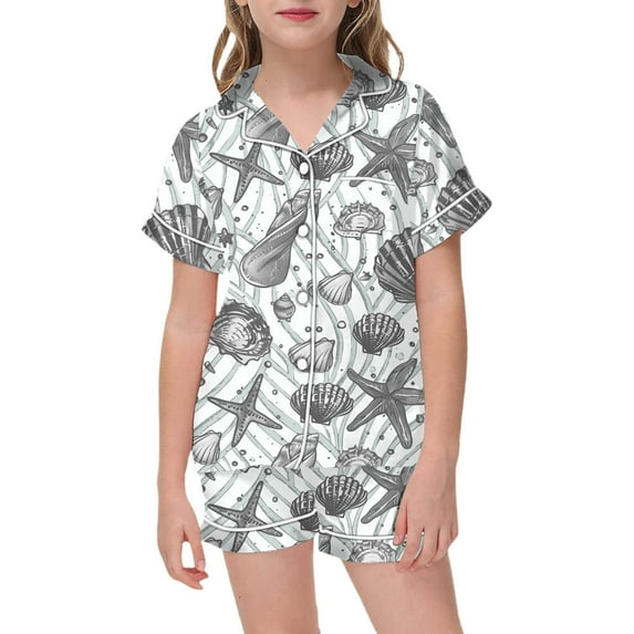 Girls Summer Pajama Set Cute Graphic Print Short Sleeve Shirt and Shorts 2 Piece Outfit Soft Comfortable Sleepwear for Kids Toddler
