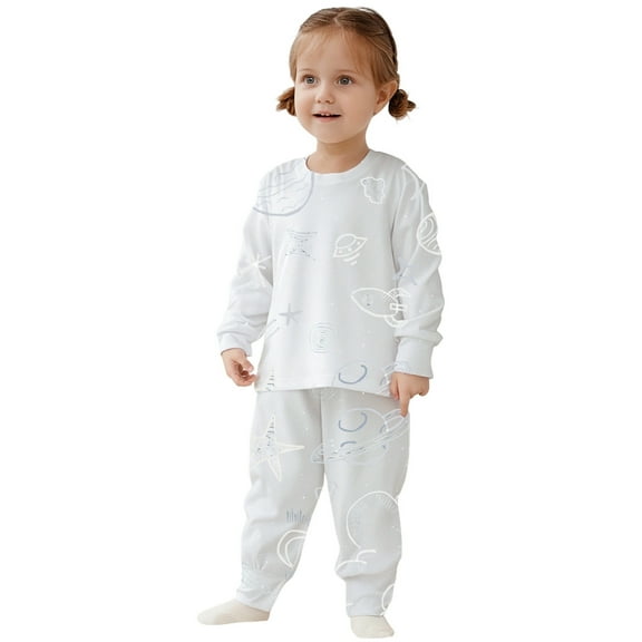 Girls 2 Piece Pajama Set Cute Print Sleepwear Soft Long Sleeve Top And Pants Matching Nightwear Outfit For Toddlers Kids Children 2 To 10 Years Old