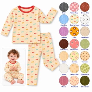 Girls 2 Piece Pajama Set, Cute Printed Long Sleeve Top and Pants, Soft Kids Sleepwear Loungewear Outfit for Daily Rest and Vacation | Akmoler,Beige 0-1Years