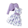 thumbnail image 1 of Girls 2-Piece Set Purple Floral Dress with Cardigan, Kids to Kids Sizes 2T-10/12, Ruffled Party & Everyday Play Outfit,Size 8-9T, 1 of 9