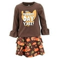 thumbnail image 1 of Girls 2 Piece Skirt Set Turkey Day Thanksgiving Clothes Outfit (6Y, Brown), 1 of 5