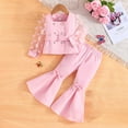 thumbnail image 1 of Girls 2 Piece Suit Set Jacket + Pants Kids Outfits Cotton Button Down Long Sleeve Shirt Set 3-9 Years Pink 4 Years, 1 of 3