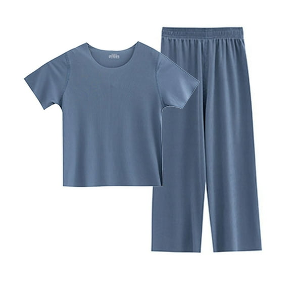 Girls 2 Piece Summer Outfits Short Sleeve Shirts Tops soft Baggy Long Pants Solid Loose Tees Tunic Sport Casual Trousers