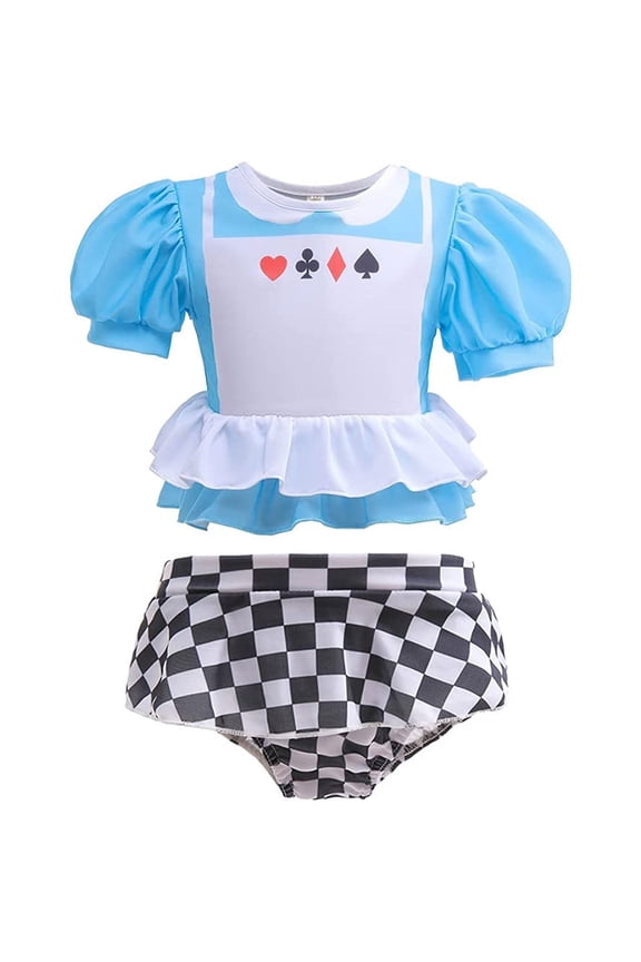 Girls Alice 2 Piece Swimsuit Princess Bikini Swimwear Beach Bathing Suits