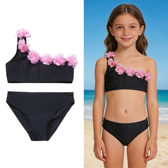 Girls 2 Piece Swimsuit Quick Dry Bathing Suit with Chest Pad Bathing Suits for Tween Girls 11-12 Years