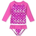 thumbnail image 1 of Lanbubble Toddler Girls Rash Guard Swimsuit Set Kids 2-Piece Bathing Suit UPF 50+ Long Sleeve Summer Beach Swimwear 2-9Y, 1 of 9