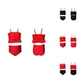 thumbnail image 1 of Girls 2 Piece Swimsuit Spaghetti Strap Bikini Top with High Waisted Ruffled Bottoms, Solid Color Soft Nylon Bathing Suit for Kids Youth Summer Beach Pool, 1 of 4
