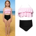 thumbnail image 1 of Girls 2-Piece Swimsuits Backless Halter Bathing Suits with Chest Pad Bathing Suits for Kids 3-4 Years, 1 of 5
