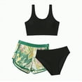 thumbnail image 1 of Girls 2 Piece Swimsuits with Skirts Ribbed Spaghetti Strap Bikini Sets Swim Bathing Suit for Teen Girls, 1 of 4