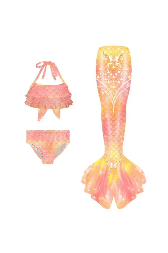 Girls 2 Piece Tankini Swimsuit Girls Bathing Suits Bikini Fish Set Girls for 4-13 Years