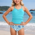 thumbnail image 1 of Girls 2 Piece Tankini Swimsuit for 4-14 Years Kids UPF 50 High Neck Bathing Suit with Swim Shorts Tween Beach Pool Swimwear Set, 1 of 6