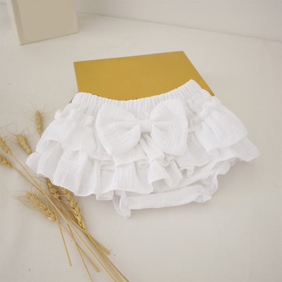 Girls' 2026 New Cotton Bubble Skirt with Built-in Shorts, Ruffle Hem Summer Play Skirt, Cute and Practical Design Prevents Wardrobe Malfunctions, Perfect for Toddler Girls' Daily Play - White