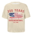 thumbnail image 1 of Girls 250th Anniversary Patriotic Print T-Shirt, Kids Short Sleeve Crew Neck Casual Tee with American Flag Graphic, Summer Top for Independence Day Celebrations Everyday Wear(Beige2,11-12 Years), 1 of 4