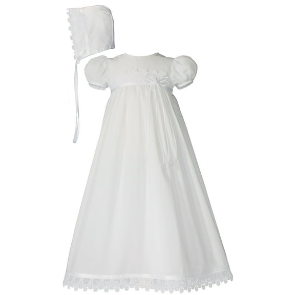 Girls 26″ Cotton Christening Gown with Italian Lace (Baby)