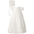 thumbnail image 1 of Girls 26" Silk Dupioni Christening Baptism Special Occasion Gown with Lattice Bodice, 1 of 4