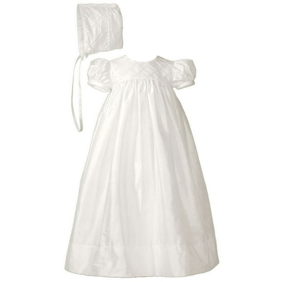 Girls 26" Silk Dupioni Christening Baptism Special Occasion Gown with Lattice Bodice