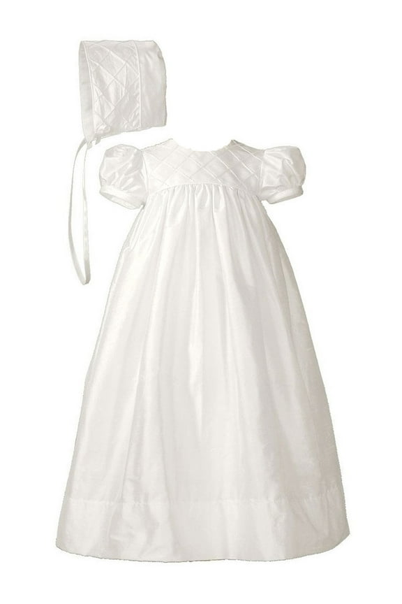 Girls 26" Silk Dupioni Christening Baptism Special Occasion Gown with Lattice Bodice