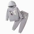 thumbnail image 1 of Girls 2Pcs Outfit Set Children Long Sleeved Hoodie Pants Cute Casual Set for 6-24 Months 2T 3T 4T 5T 6T Children Grey,5-6 Years, 1 of 9