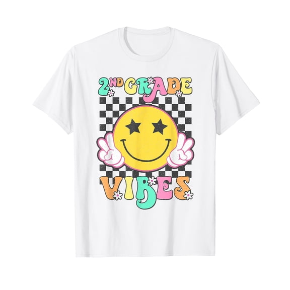 Girls 2nd Grade Vibes Smile Face Back to School Second Grade T-Shirt