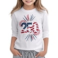 thumbnail image 1 of Girls 3/4 Sleeve Patriotic Graphic Tee – 250th Anniversary USA 1776-2026, Summer Top, 1 of 5