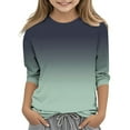 thumbnail image 1 of Girls 3/4 Sleeve T Shirts Kids Spring Fall Tops Crewneck Basic Tees Fashion Drop Shoulder Blouses 3-12Y, 1 of 5