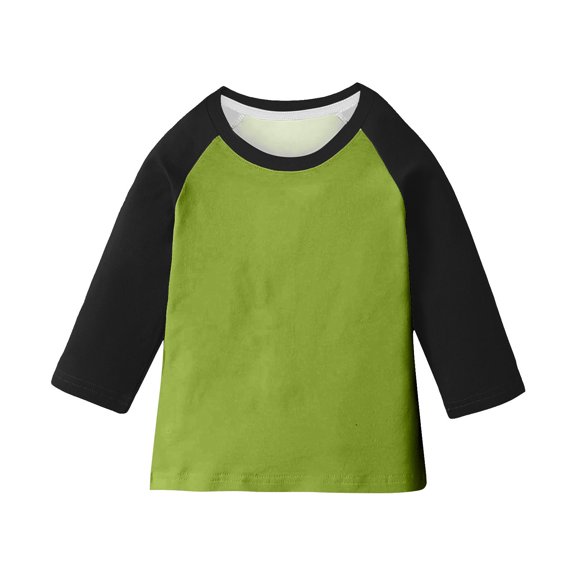 Girls 3/4 Sleeve T-shirts Crew Neck Colorblock Casual Fashion Raglan Tee Tops 3-14 Years Tshirts for Boys (9 Years, Green 01)