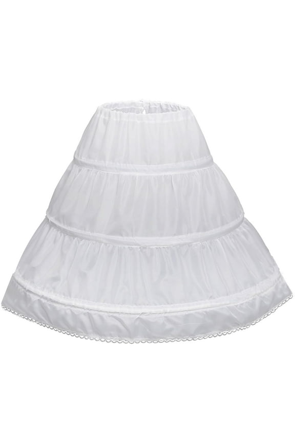 Girls' 3 Hoops Petticoat Full Slip Flower Girls Crinoline Skirts Underskirt for Girl Dress Full Slip