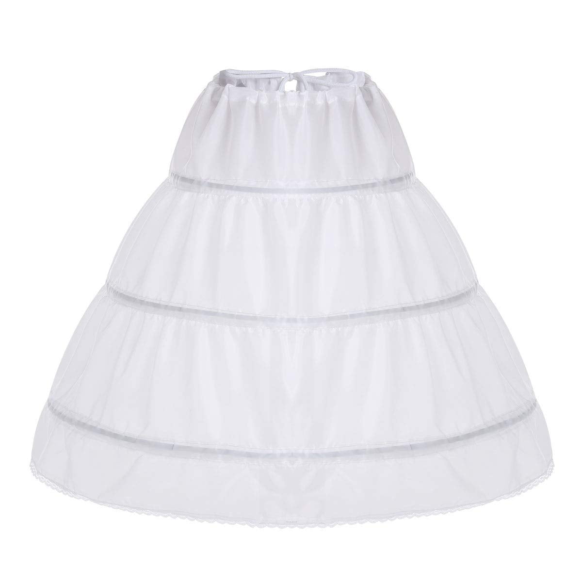 Girls' 3 Hoops Petticoat Full Slips Flower Girl Skirt Ball Gown