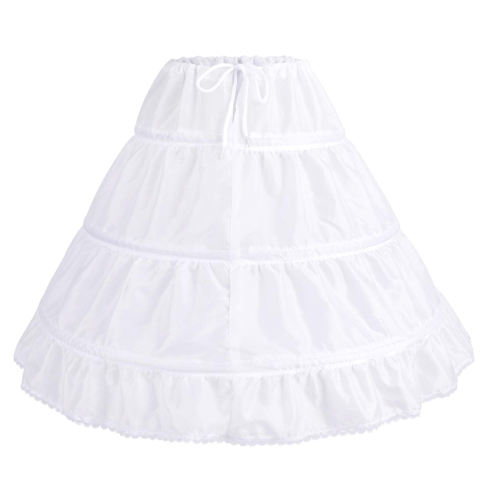 Girls' 3 Hoops Petticoat Full Slips Flower Girl Skirt Ball Gown