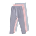 thumbnail image 1 of Girls 3 Pack Leggings Stretch Soft Cotton Long Pants Elastic Waist Full Length Solid Jeggings Multipacks (7-8 Years, Gray), 1 of 2