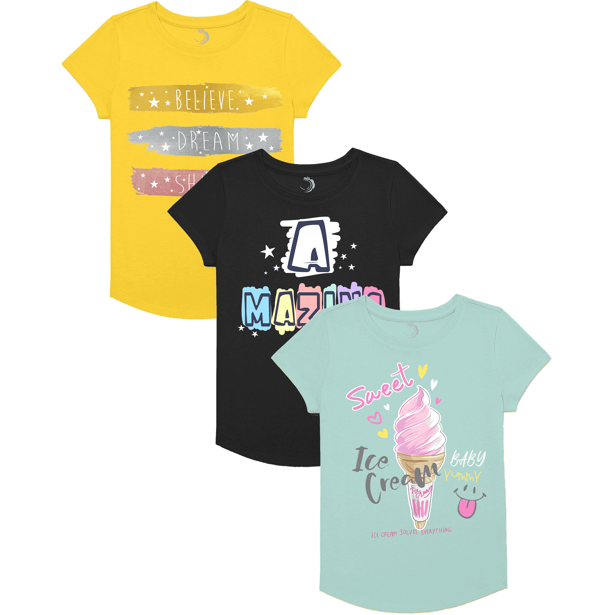 Girls White Typographic Printed Short Sleeves T-Shirt With Wide-leg Pants Sets main image 1
