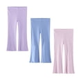 thumbnail image 1 of Girls' 3-Pack Soft Flare Pants, Ribbed Cotton Bell Bottom Leggings with a Decorative Ruffle Hem, Ideal Gift for Infant and Toddler Aged Girls, 1 of 4