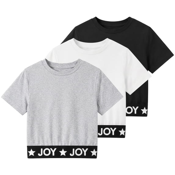 Actgleam Active Girls T-Shirts 3-Pack,Soft Short Sleeve Graphic Tee,Size 6-13Y