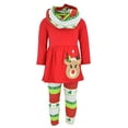 thumbnail image 1 of Girls 3 Piece Christmas Reindeer Legging Set Outfit (9 Years, Red), 1 of 5