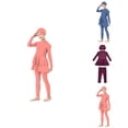 thumbnail image 1 of Girls 3-Piece Full Coverage Hijab Swimsuit Modest with Long Sleeve Rash Guard Top, Swim Pants & Matching Cap, 1 of 9