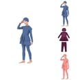thumbnail image 1 of Girls 3-Piece Full Coverage Hijab Swimsuit Modest with Long Sleeve Rash Guard Top, Swim Pants & Matching Cap, 1 of 9