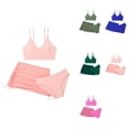 thumbnail image 1 of Girls' 3-Piece High-Waisted Spaghetti Strap Bikini Set with Ruched Cover-Up Beach Skirt, 1 of 7