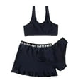 thumbnail image 1 of Girls 3 Piece Swimsuits Bathing Suit Girls Swimsuits Bathing Suit Solid Tops Underpants Letter Skirt Bikini Swimwear Beach Wear Set(Color:Black,Size:6-7 Years), 1 of 6