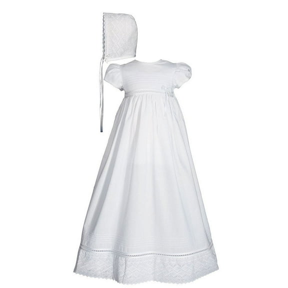 Girls 30″ White Cotton Dress Christening Gown Baptism Gown with Lace (Baby)