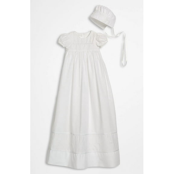 Girls 34″ Cotton Dress Christening Gown Baptism Gown with Hand Embroidery (Baby)