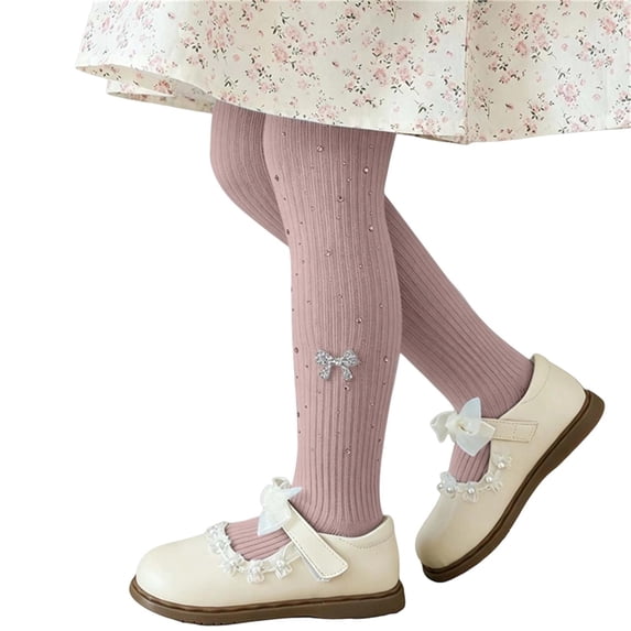 Girls 3D Cherry Ribbed Tights Soft Stretchy Warm Ventilate Party Kids Hosier Pink 6-7 Years