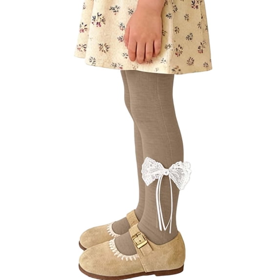 Girls 3D Cherry Ribbed Tights Soft Ventilate Stretchy Warm Party Kids Hosier Khaki 5-6Years
