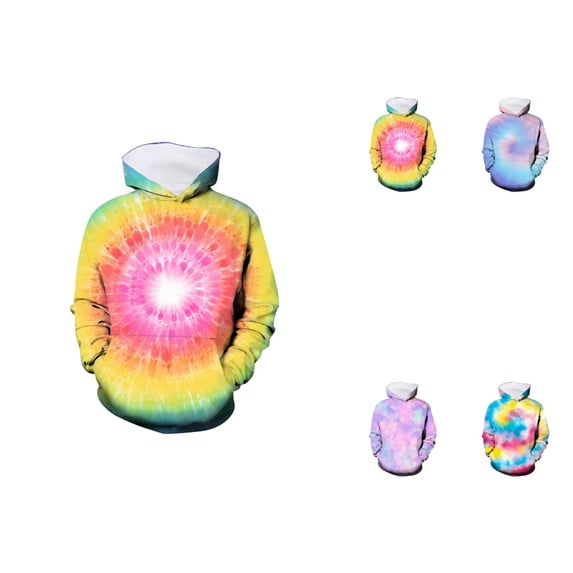 Girls' 3D Digital Print Tie Dye Pullover Hoodie with Front Pocket, Comfortable Unisex Casual Sweatshirt for Kids and