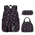 thumbnail image 1 of Girls 3Pcs School Backpack Bundle, Multi-compartment Corduroy Student Bookbag with Matching Lunch Tote & Pencil Pouch, Cute Printed Daypack for Elementary Middle School, 1 of 4