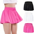 thumbnail image 1 of Girls' 3pcs/set Comfy & Breathable Solid Color Performance Skort For Sports Girls' Clothing, 1 of 9