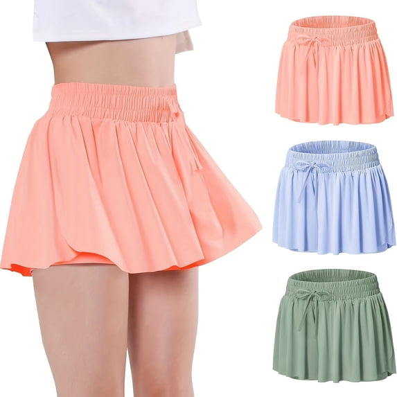 Girls' 3pcs/set Comfy & Breathable Solid Color Performance Skort For Sports Girls' Clothing